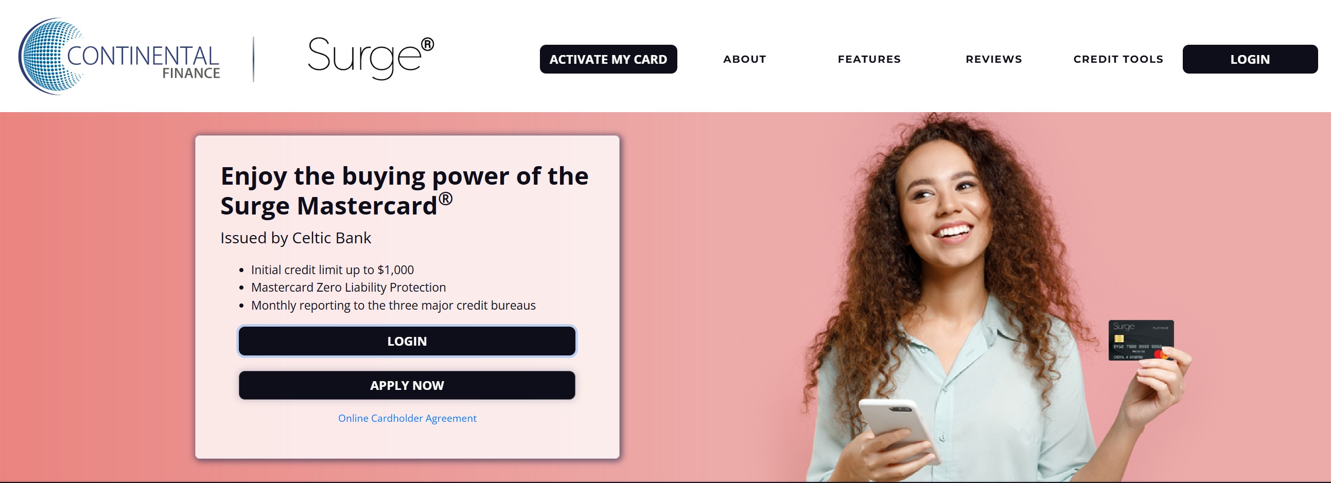 surge credit card login page
